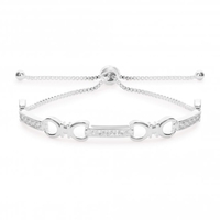 Silver Plated Infinity And Pave Bar Toggle Bracelet