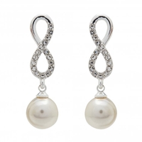 Silver Plated Infinity And Pearl Earrings