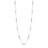 Silver Plated Infinity And Pearl Rope Necklace