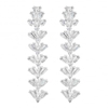 Silver Plated Iris Cubic Zirconia Baguette Long Drop Earring