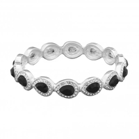 Silver Plated Jet Pear Stretch Bracelet