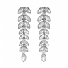Silver Plated Leaf Linear Crystal Drop Earrings