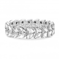 Silver Plated Leaf Stone Stretch Bracelet