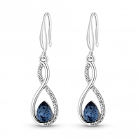Silver Plated Made of Swarovski Blue Infinity Earrings