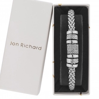 Silver Plated Mesh Pave Crystal Link Stretch Bracelet - Gift Boxed