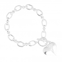 Silver Plated Molten Heart T Bar Bracelet