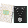 Silver Plated Mother of Pearl Filigree Heart Set - Gift Boxed