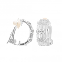 Silver Plated Multi Baguette Cubic Zirconia Clip On Hoop Earring