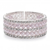 Silver Plated Multirow Diamonte & Pink Pearl Cuff Bracelet
