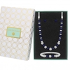 Silver Plated Navy Pearl Crystal Pave Ball 3 Piece Set - Gift Boxed