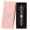 Silver Plated Navy Pearl Pave Ball Stretch Bracelet - Gift Boxed