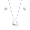 Silver Plated Nugget Pendant Necklace And Earring Set