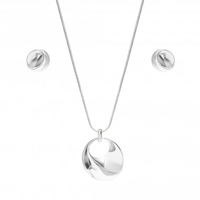 Silver Plated Nugget Pendant Necklace And Earring Set