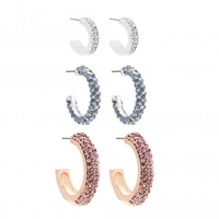 Silver Plated Pastel Hoop Earrings - Pack Of 3