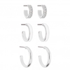 Silver Plated Pave And Enamel Earrings Three Pack