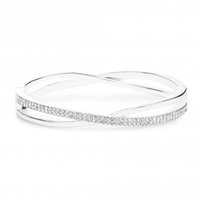 Silver Plated Pave Crossover Bangle