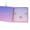 Silver Plated Pave Crystal Heart Necklace And Earring Set - Gift Boxed