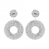 Silver Plated Pave Double Circle Drop Earring