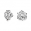 Silver Plated Pave Rose Stud Earrings