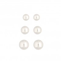 Silver Plated Pearl 3 Pack Graduating Size Stud Earrings