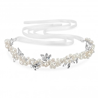 Silver Plated Pearl And Crystal Cluster Halo Tiara