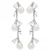 Silver Plated Pearl And Crystal Earring
