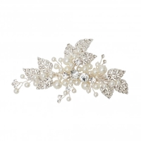 Silver Plated Pearl And Crystal Hair Slide