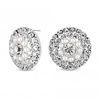 Silver Plated Pearl And Crystal Large Round Stud Earring