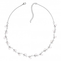 Silver Plated Pearl And Crystal Necklace