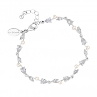 Silver Plated Pearl and Crystal Vine Pear Drop Bracelet