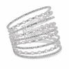 Silver Plated Pearl And Crystal Wide Cuff Bracelet
