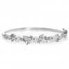 Silver Plated Pearl And Cubic Zirconia Classic Bangle Bracelet