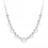 Silver Plated Pearl and Cubic Zirconia Crystal Halo Necklace