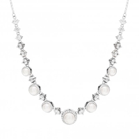 Silver Plated Pearl and Cubic Zirconia Crystal Halo Necklace