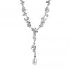 Silver Plated Pearl And Cubic Zirconia Leah Classic Y Drop Necklace