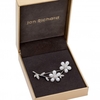 Silver Plated Pearl And Flower Brooch - Gift Boxed