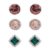 Silver Plated Pearl And Pink Crystal Mix 3 Pack