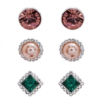 Silver Plated Pearl And Pink Crystal Mix 3 Pack