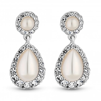 Silver Plated Pearl Centre Pear Drop Earrings