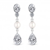 Silver Plated Pearl Crystal Teardrop Earrings