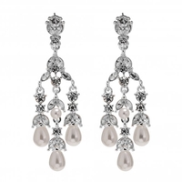 Silver Plated Pearl Droplet Midi Chandelier Earring