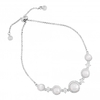 Silver Plated Pearl Halo Cubic Zirconia Toggle Bracelet