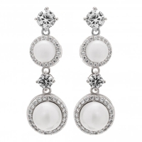 Silver Plated Pearl Halo Earrings