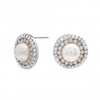 Silver Plated Pearl Large Stud Earrings