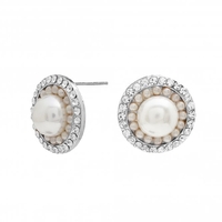 Silver Plated Pearl Large Stud Earrings