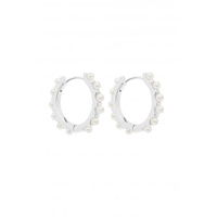 Silver Plated Pearl Mini Huggie Earrings