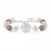 Silver Plated Pink And Cream Crystal Pave Bracelet