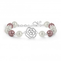Silver Plated Pink And Cream Crystal Pave Bracelet