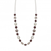 Silver Plated Pink Crystal And Pearl Necklace