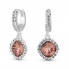 Silver Plated Pink Crystal Mini Huggie Drop Earrings